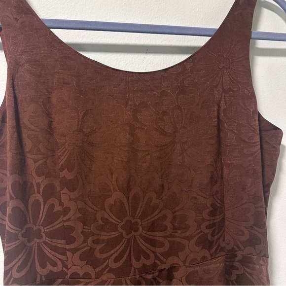 ODILLE Anthropologie NWT Brown Floral Jacquard Tie Front A-Line Dress Size 2 - Picture 9 of 16